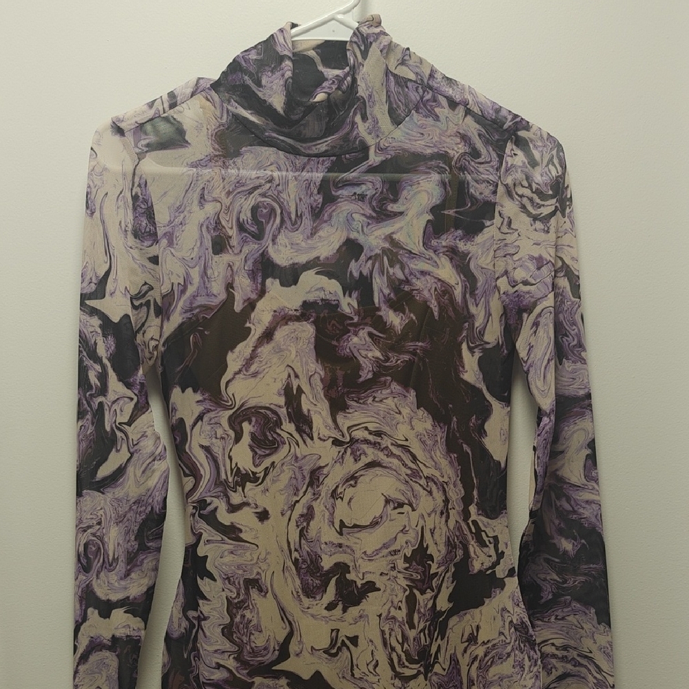 Purple and Black Abstract Swirl Dress Size Small